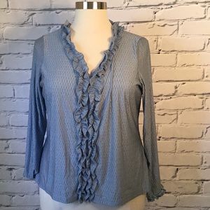 Blue ruffled blouse
